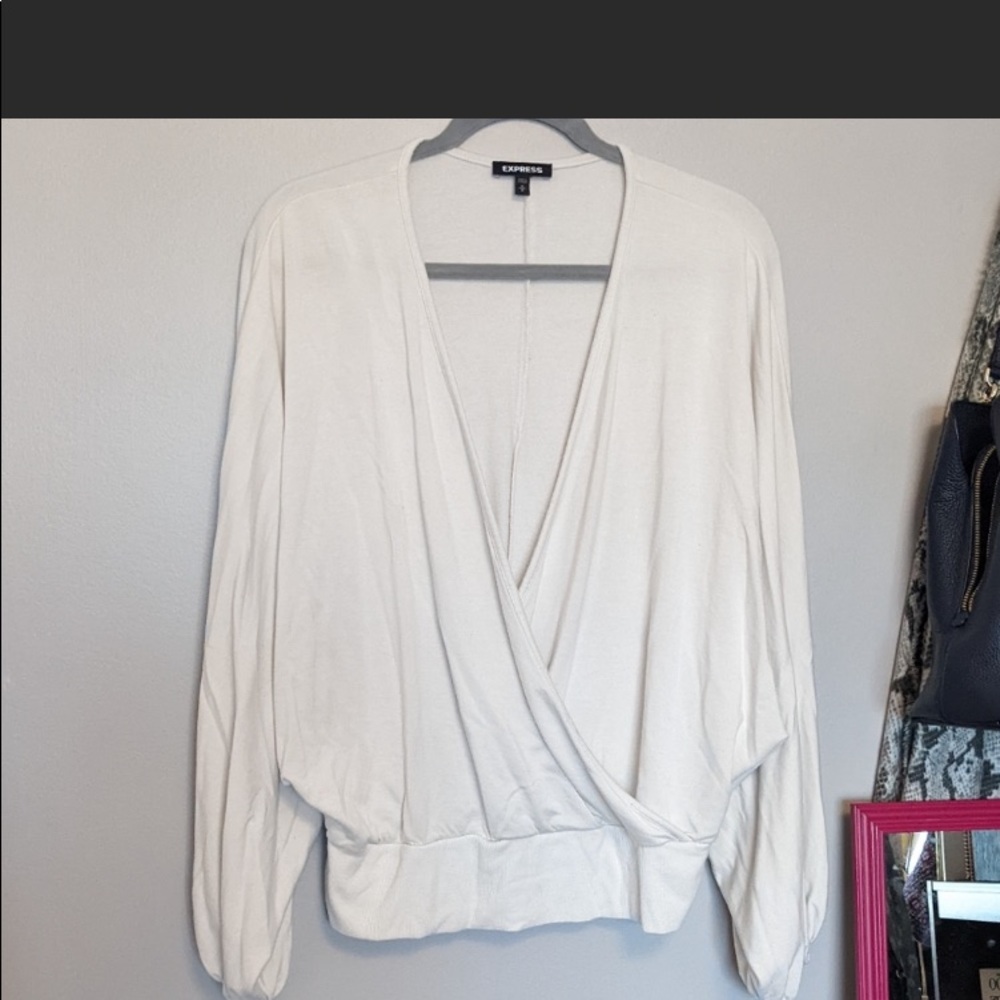 Express one eleven white wrap sweater